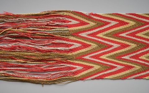 Once-known Métis Artist, Sash (detail), c. 1800–50. Wool.