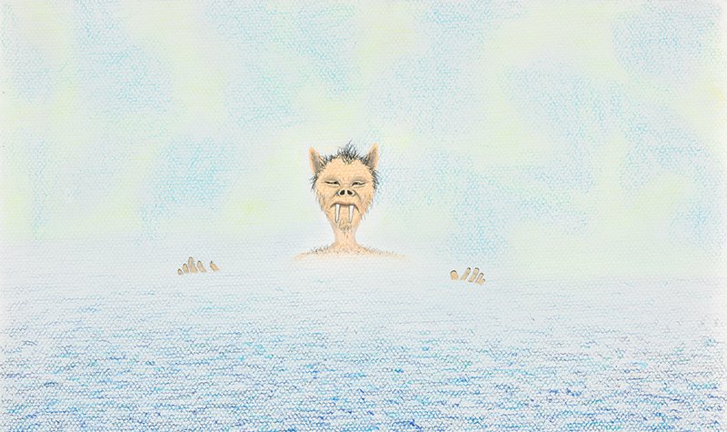 Nick Sikkuark, Untitled (Creature with Fangs), 2004. Coloured pencil on wove paper.